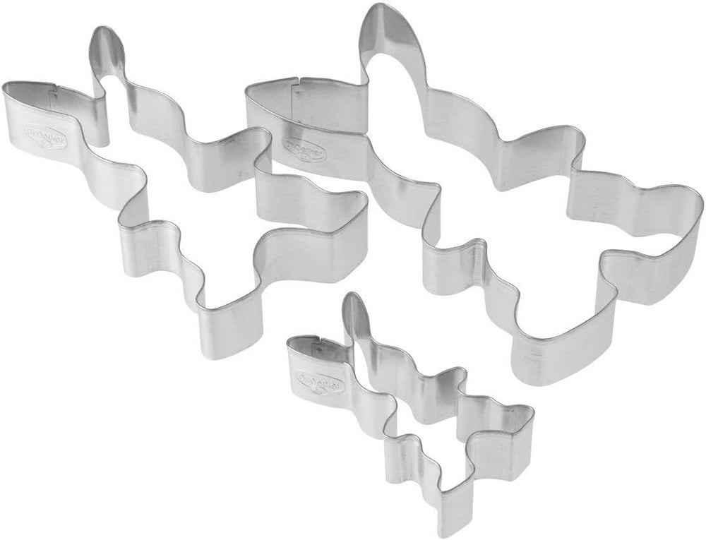 Forme de biscuiți Dr. Oetker Bunny Family – Golden Easter, set 3 piese, tablă de oțel cositorită/tăviță, rezistente la cuptor, concepute în Germania