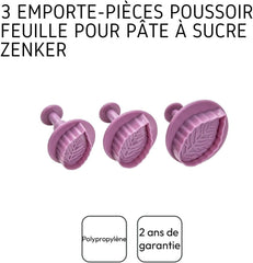 Set de forme pentru biscuiți Zenker „Frunză” 3 piese SWEET SENSATION, Formă pentru biscuiți cu ștampilă (Culoare: Roz înghețat), Cantitate: 1 set, 3 piese