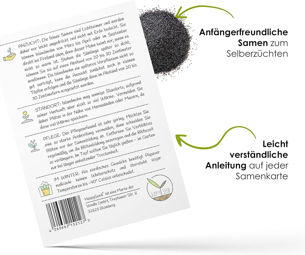 Mezcla de semillas de amapola de Islandia (Papaver nudicaule): hermosas amapolas en flor con un largo período de floración para un prado de flores coloridas (Amapola de Islandia)