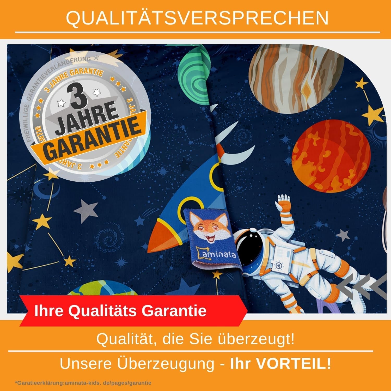 Aminata Kids ropa de cama infantil, espacio exterior, algodón Ropa de cama - infantil Naty Shop