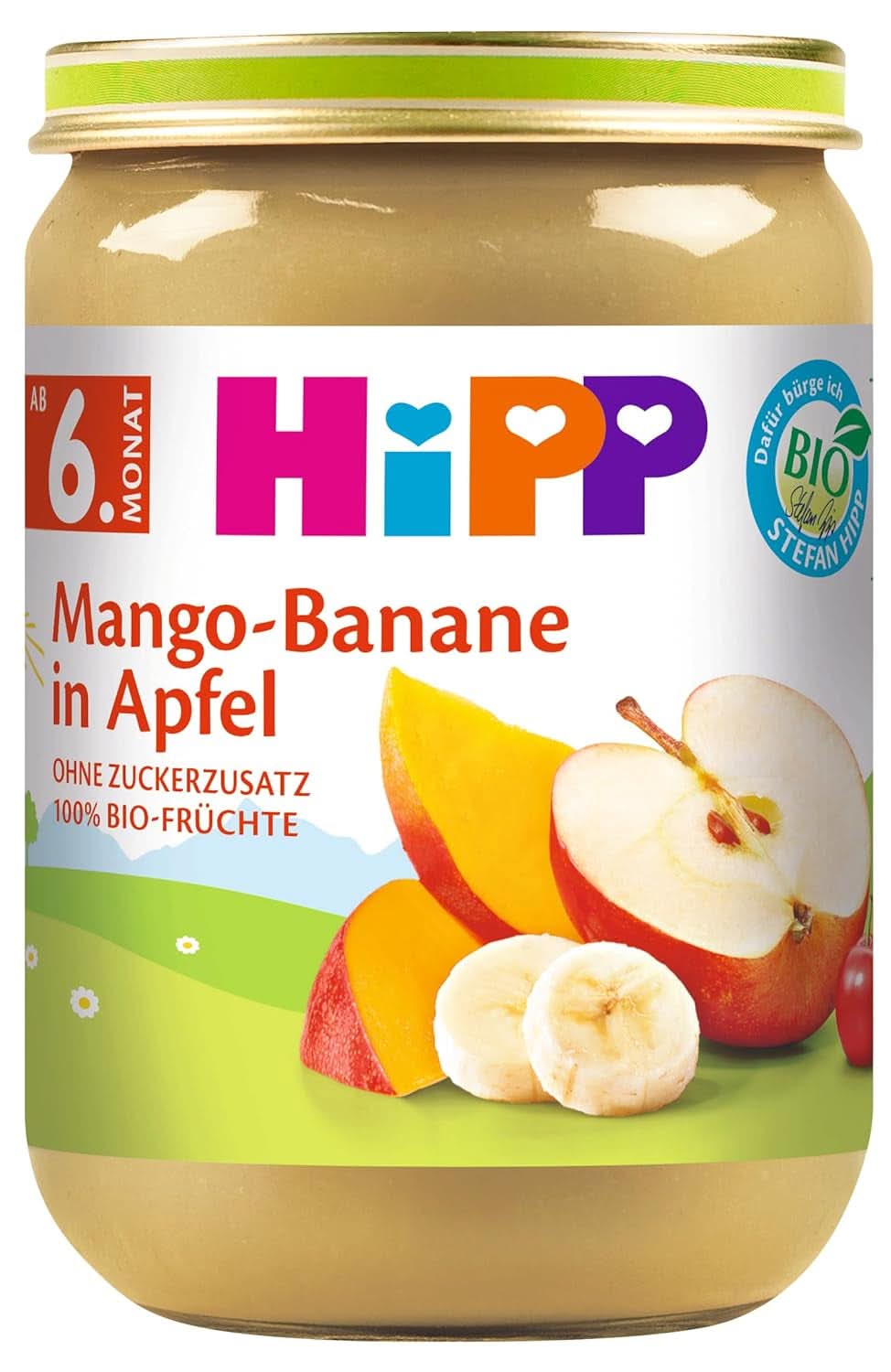 Hipp For Little Gourmets, Nectarine în mere și mango, fără zahăr adăugat, 6 X 190 grame Mama si Copilul Naty Shop 6 x 190 grame Mango, banane, mere