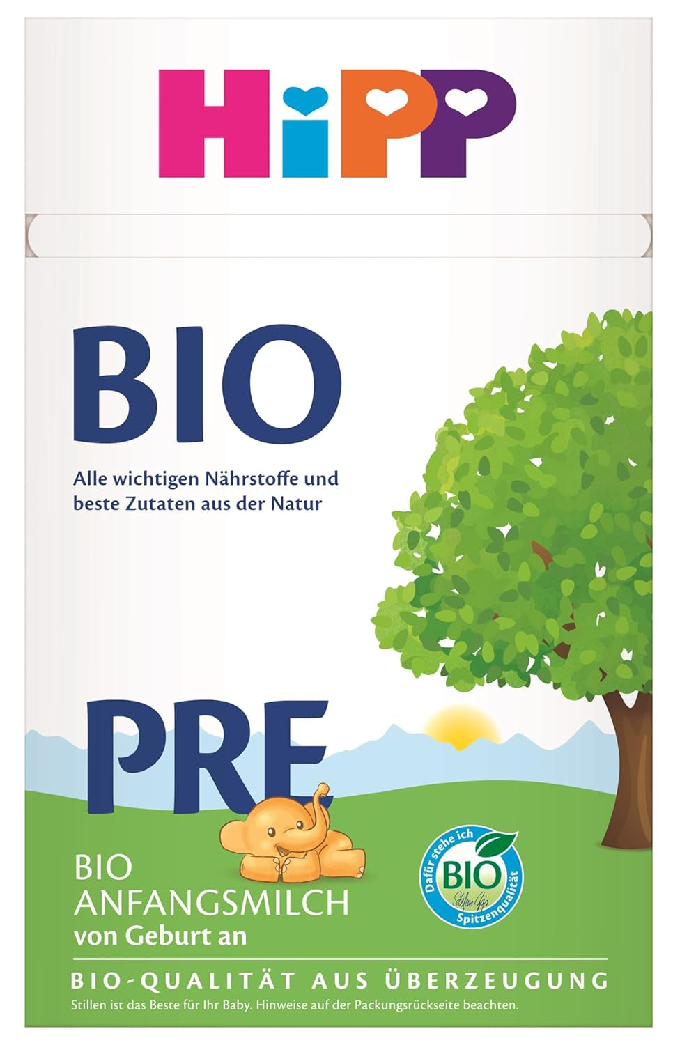 HiPP PRE leche infantil ecológica (4 x 600g), desde el nacimiento, contiene únicamente lactosa como carbohidrato, de la mejor calidad ecológica