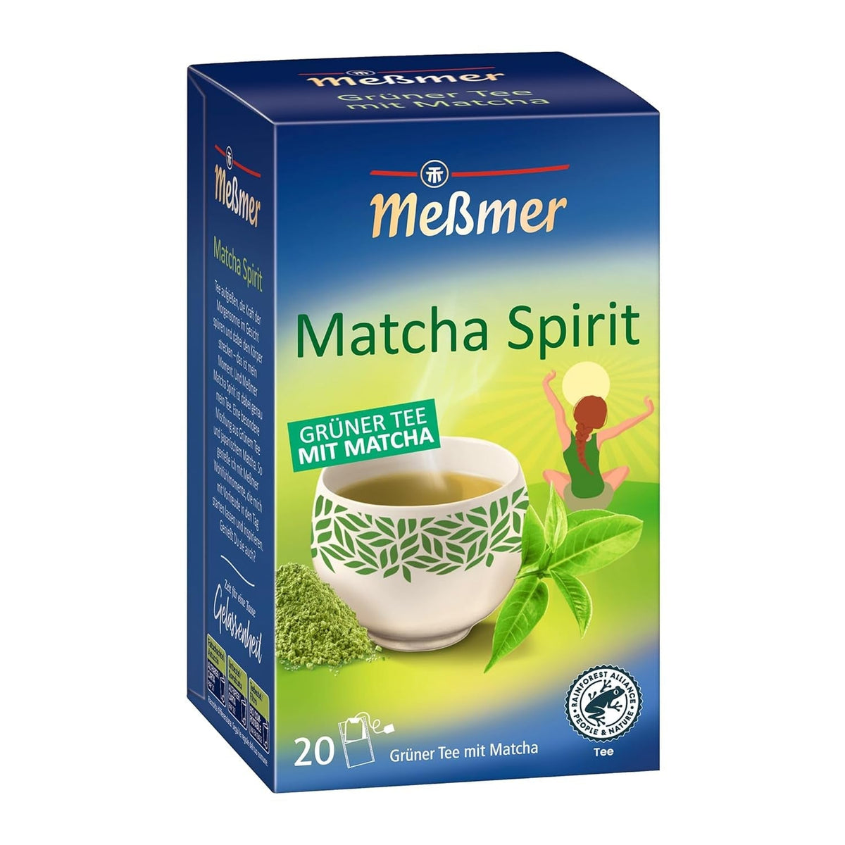 Meßmer MATCHA SPIRIT | Ceai verde cu matcha | 20 pliculețe de ceai | Vegan | Fără gluten | Fără lactoză
