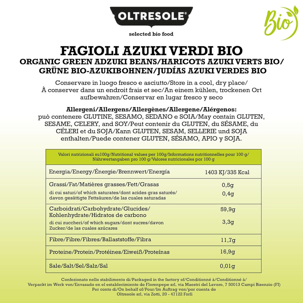 Frijoles Azuki Verdes Ecológicos, 5kg, Legumbres Secas de Cultivos Ecológicos Controlados, Ideales para Sopas, Ensaladas y Recetas Veganas y Vegetarianas, Pack Económico