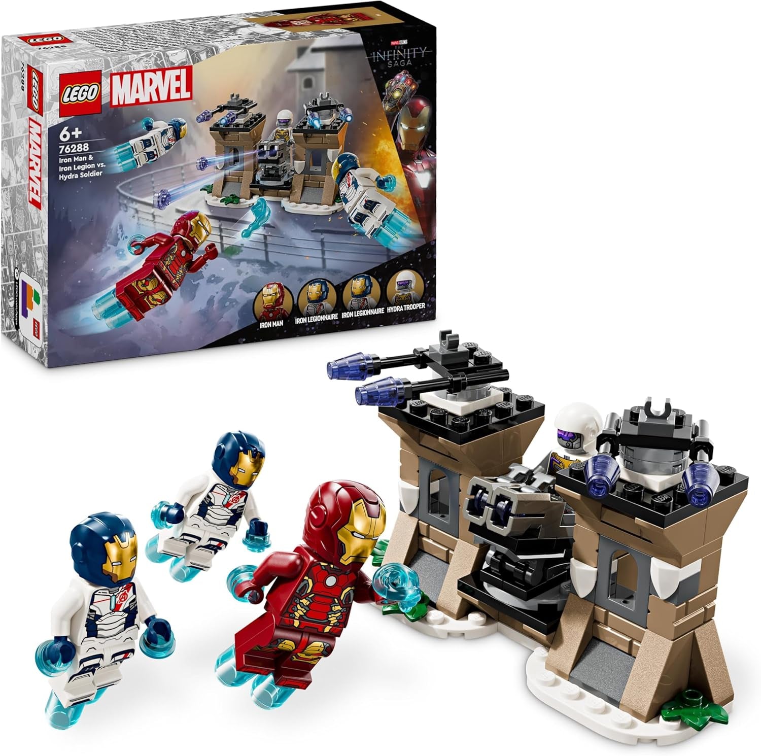 LEGO Marvel Iron Man y Legión de Hierro vs. Hydra Soldier, juguete de construcción de los Vengadores, juego creativo para niños y fanáticos de los superhéroes, regalo para niños y niñas de 6 años 76288 Juegos de construcción Besuche den LEGO-Store Default Title
