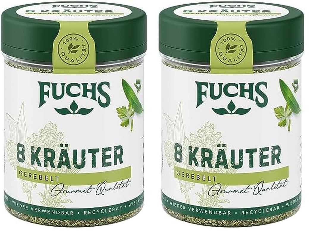 Fuchs Gewürze - 8 Kräuter gerebelt - Kräutermischung für Marinaden, Fischgerichte oder Kräuter-Frischkäse - ingredientes naturales - 25 g en wiederverwendbarer, recyclebarer Dosis