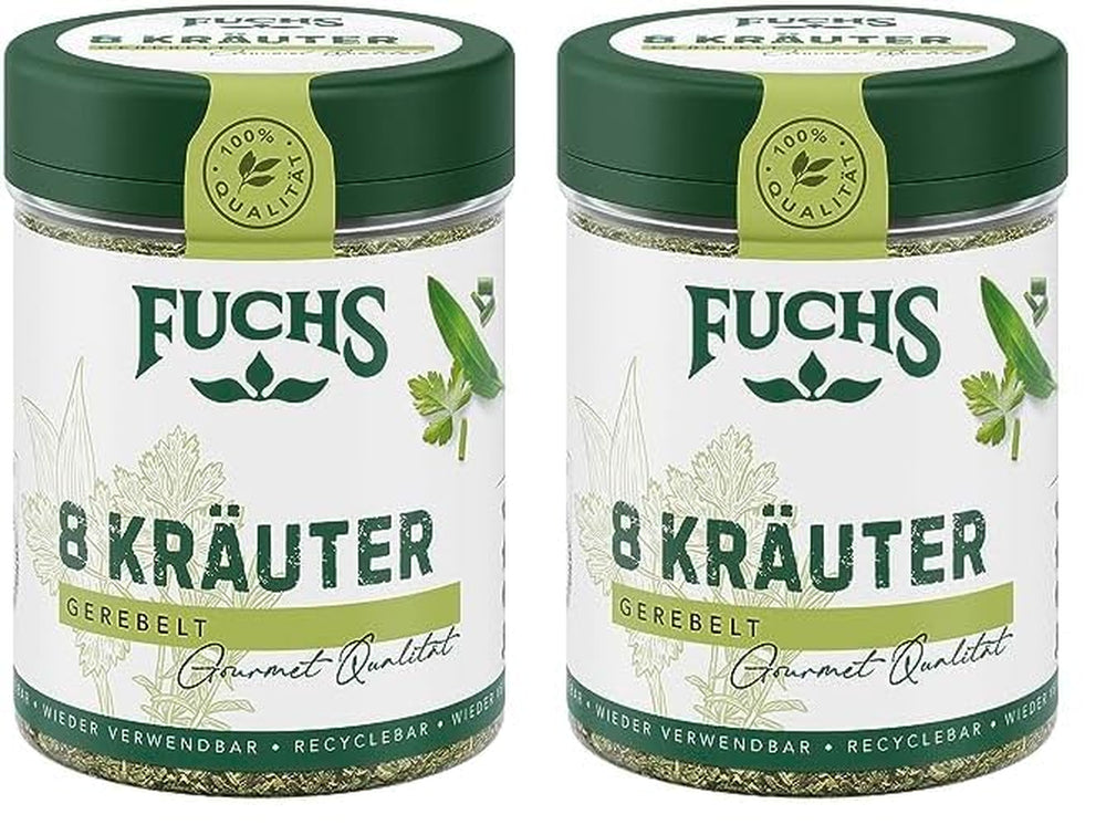Fuchs Gewürze - 8 Kräuter gerebelt - Kräutermischung für Marinaden, Fischgerichte oder Kräuter-Frischkäse - ingredientes naturales - 25 g en wiederverwendbarer, recyclebarer Dosis