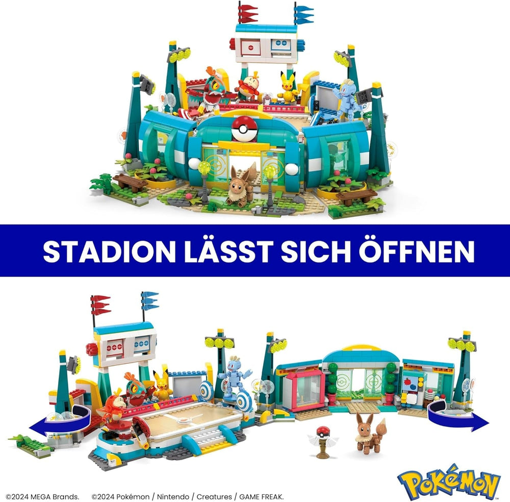 MEGA Pokémon Juguete de Construcción de Figuras de Acción, Arena de Entrenamiento de 1101 Piezas, Juego de Lucha y 5 Figuras Móviles para Niños, Figuras de Acción HWR82 Naty Shop