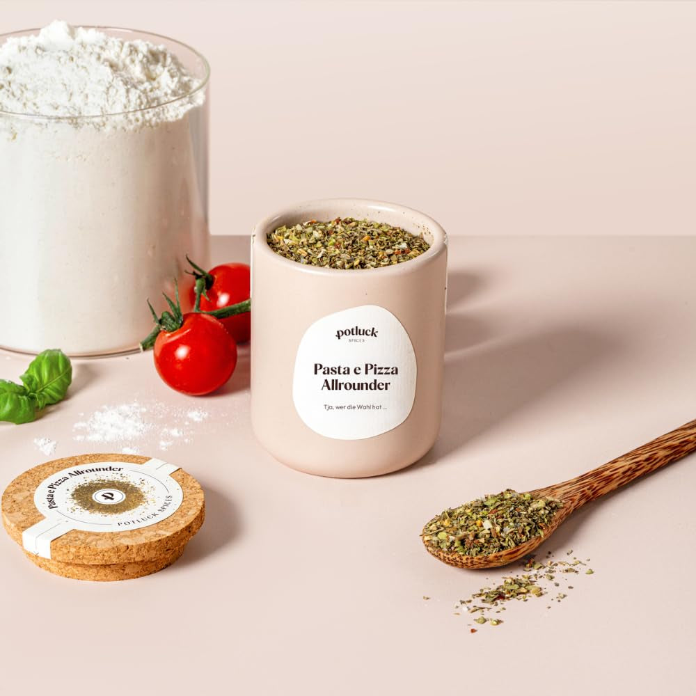 Comida compartida | Pasta y pizza kräuter | Gewürzzubereitung im Keramiktopf | 40g | Vegano, sin gluten y con ingredientes naturales