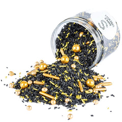 Super Streusel, Gold Rush Gold Black Sprinkle Decoración Naty Shop 90 gramos