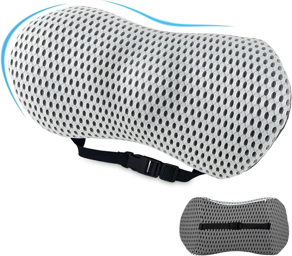 Aipwerer pernă lombară pentru spate, pernă de susținere lombară pentru scaun de birou și scaun auto, pernă de susținere pentru spate din spumă de memorie cu curea reglabilă, pernă lombară ergonomică pentru scaune auto, scaun de birou Perne lombare Naty Shop Gri închis/gri deschis