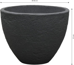 Ghiveci Dehner Stone, Ø 40 cm, înălțime aprox. 31 cm, plastic, antracit