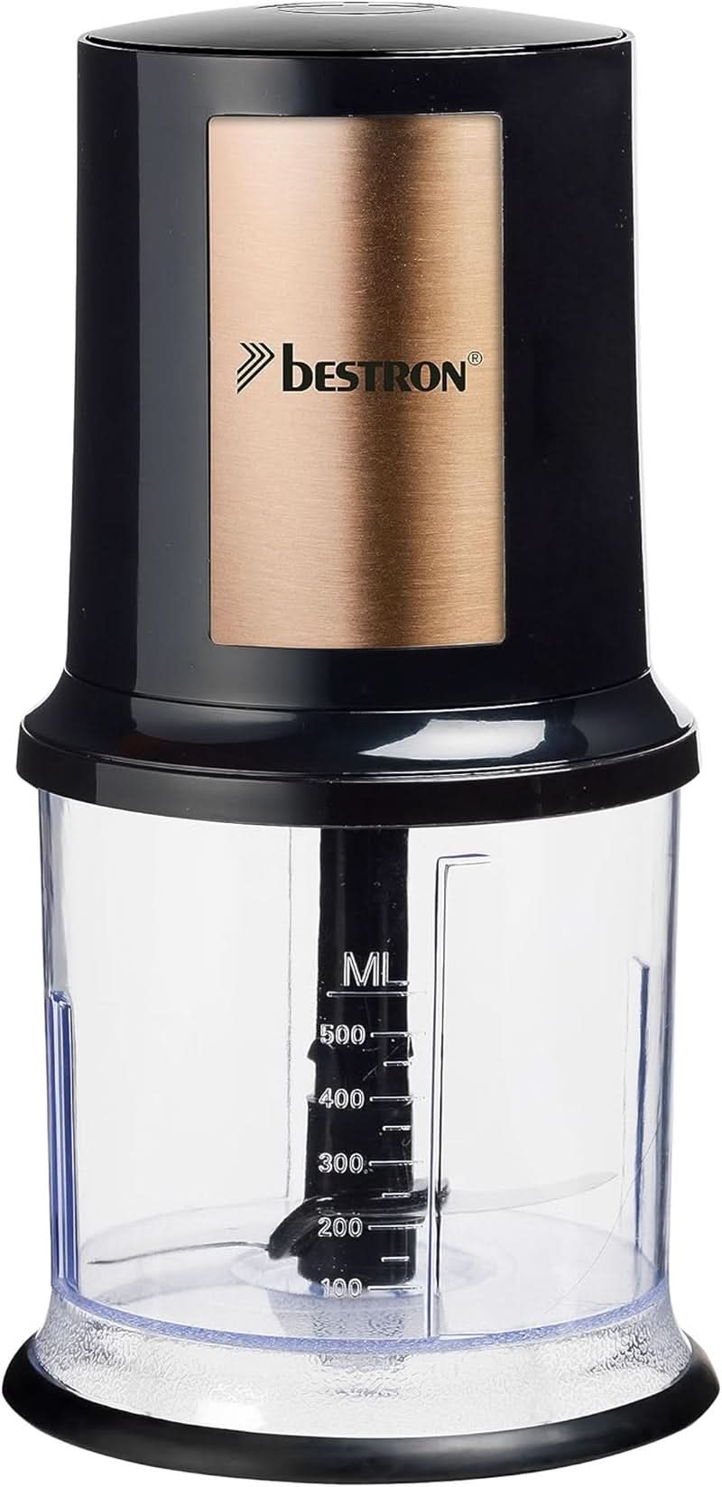 Bestron Elektrischer Multi-Zerkleinerer, Universalzerkleinerer Mit Zwei Schneidemessern & 500Ml Kapazität, Große Pulstaste, 400 Watt, Color: Kupfer Kitchen Naty Shop