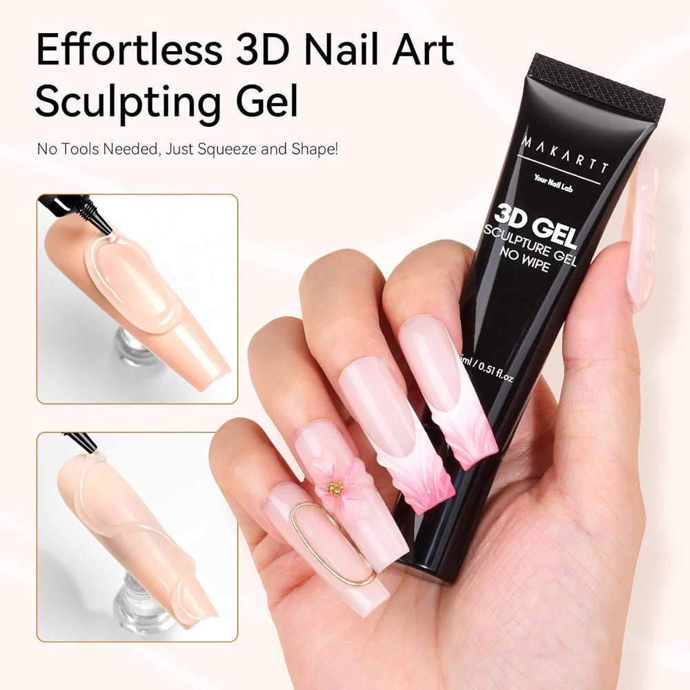 Makartt 3D Gel Nail Art - Gel Lipici Stras 15G pentru Brelocuri Unghii, Gel Sculptură Unghii Multifuncțional pentru Design Unghii DIY, Sculptură Unghii Modelare Unghii Acasă (Transparent)