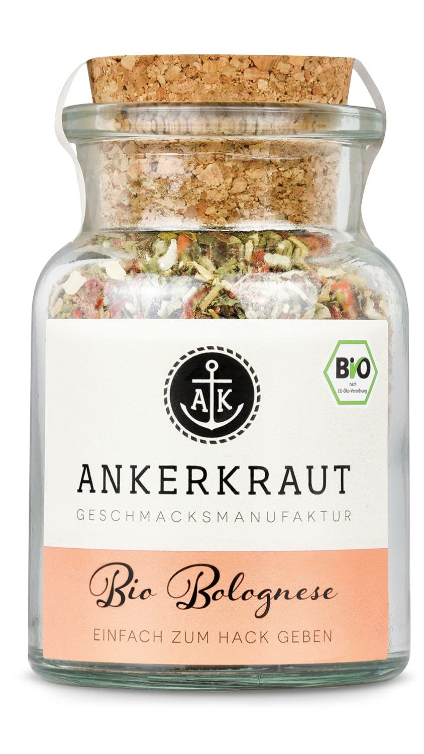 Ankerkraut Bio Bolognese Gewürz, Spaghetti und Pasta kochen, Lasagne selber machen, 90g im Korkenglas