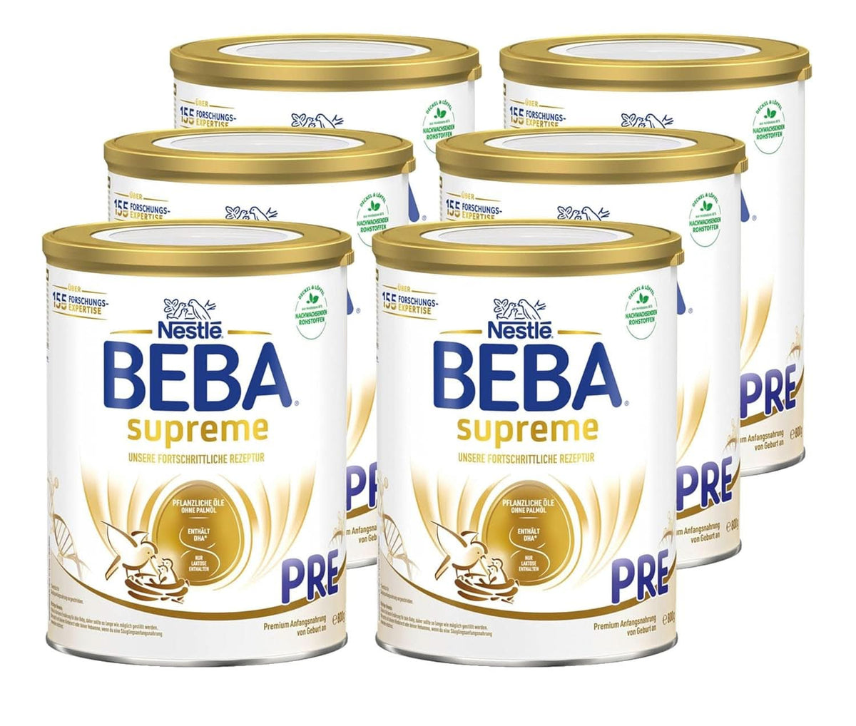 BEBA SUPREME PRE Leche inicial lista para tomar desde el nacimiento, papilla con DHA, solo lactosa, sin aceite de palma, paquete de 8 (8 x 200 ml) Madre e Hijo Naty Shop Beba Supreme Pre 6 x 800 gramos