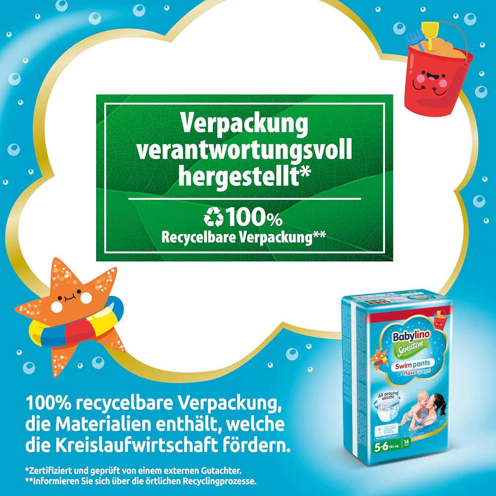 Pañales Sensitive Swim Pants, para mar y piscina, talla 5-6 (más de 14 kg), 84 piezas