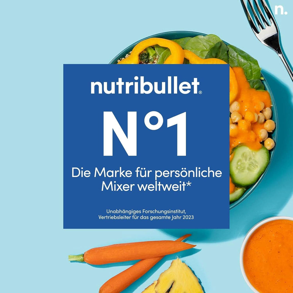 Batidora personal Nutribullet, batidora de larga duración para porciones, 1000 vatios y motor ligero, vaso de 900 ml con Tritan Renew, batidora táctil Leuchtende, Dunkel Grau Bucatarie Naty Shop