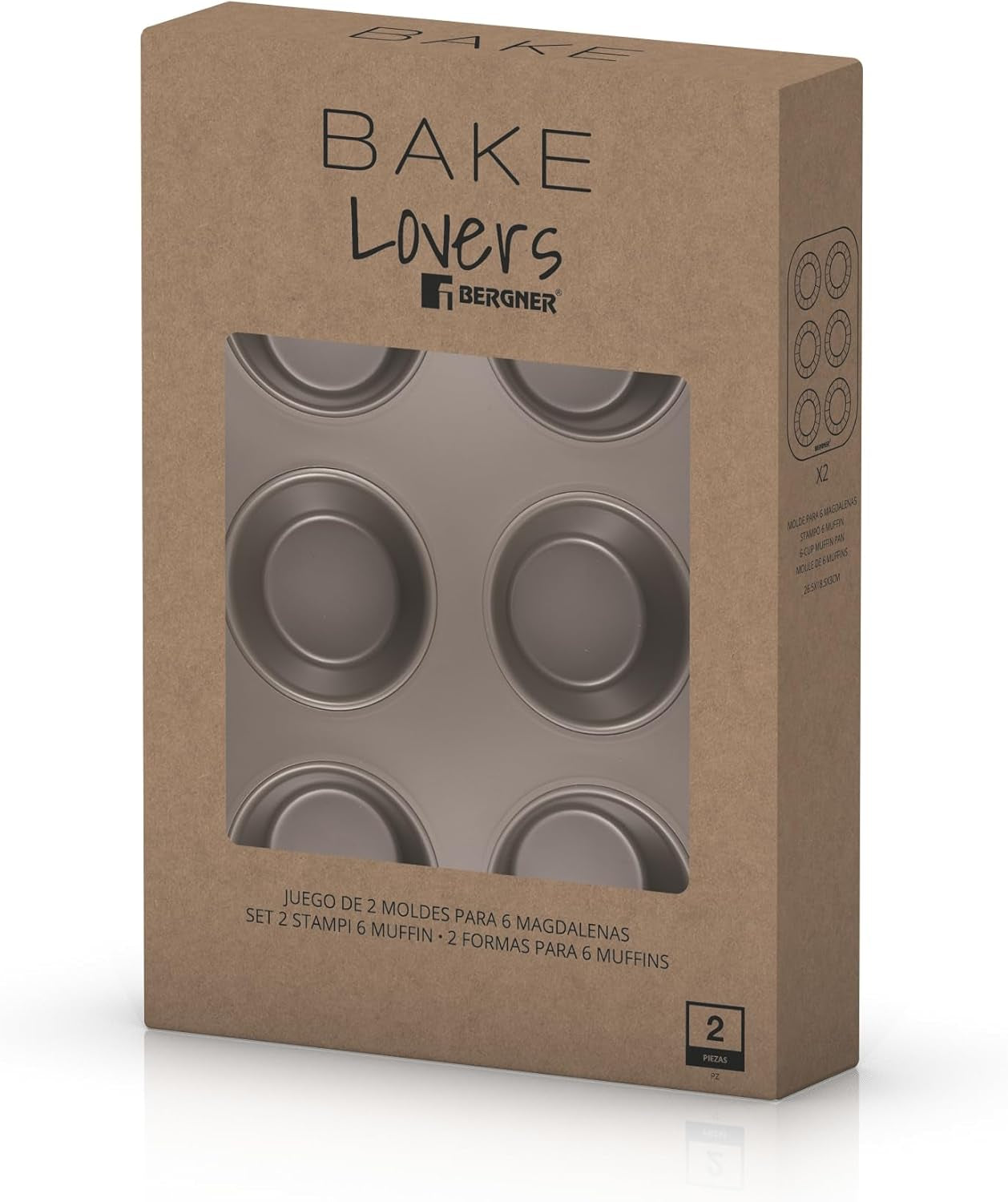 BERGNER BAKING LOVERS - Set Von 2 X 6 Tazas Muffinformen - Kohlenstoffstahl Mit Ilag Essential, PFOA Frei, Leicht Zu Reinigen Moldes y bandejas para repostería Naty Shop