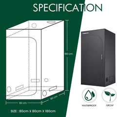 Tienda de Cultivo Tienda de Cultivo de 80x80x180cm con Bandeja Base Impermeable Extraíble Tamaño Ideal para Hidroponía