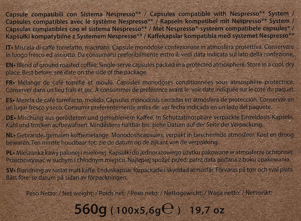 Decaffeinato Coffee Capsules Nespresso Compatible 5.6g x 100 capsules
