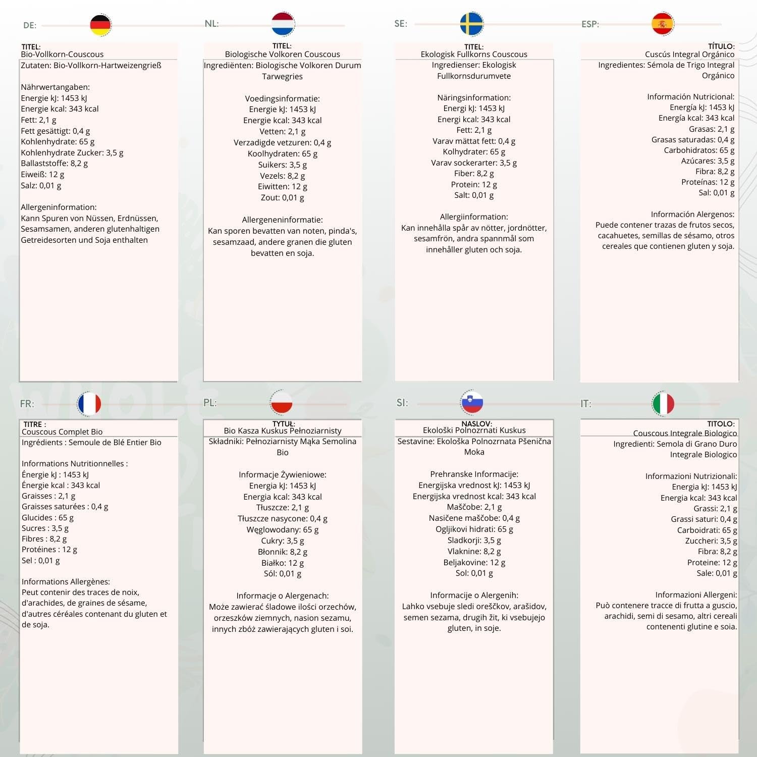 Cuscús ecológico Wholefood Earth – 1kg | Crudo | Sin OGM | Vegano | Rico en fibra | Certificado orgánico