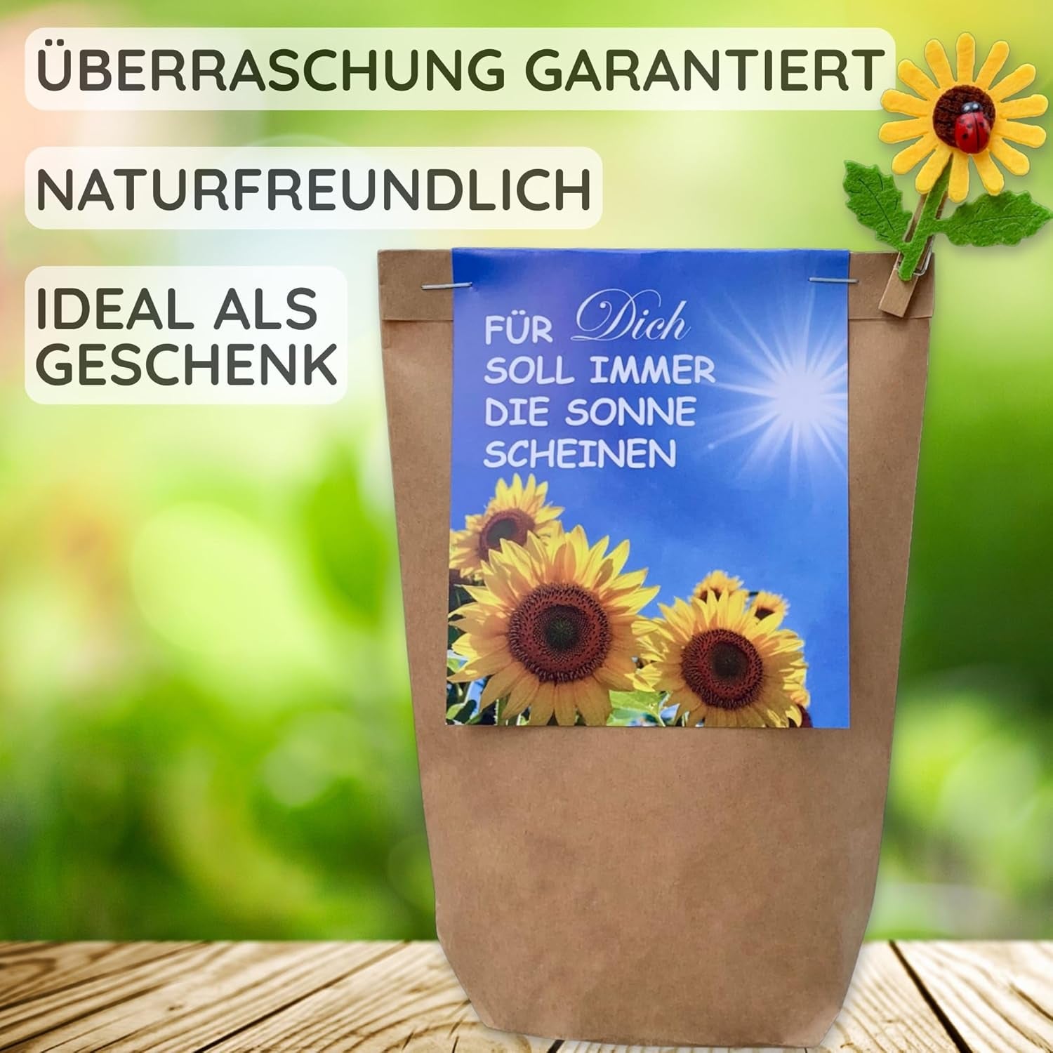 Cadou pentru femei - Fie ca soarele să strălucească mereu pentru tine - Kit de cultivare a florii-soarelui, geantă surpriză pentru idei de cadouri, kit de plantare