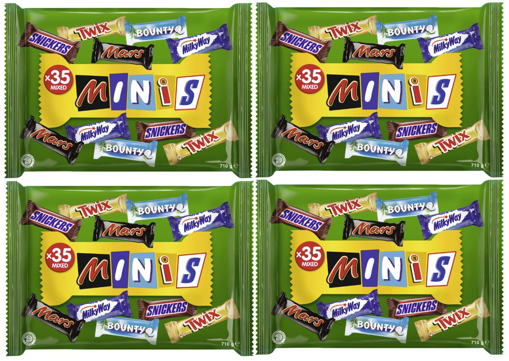 Mini paquete a granel de chocolate mixto, chocolate, 35 mini snacks de chocolate (Mars, Snickers, Bounty, Twix, Milky Way) como dulces, regalo de chocolate, caja de dulces (710 g)