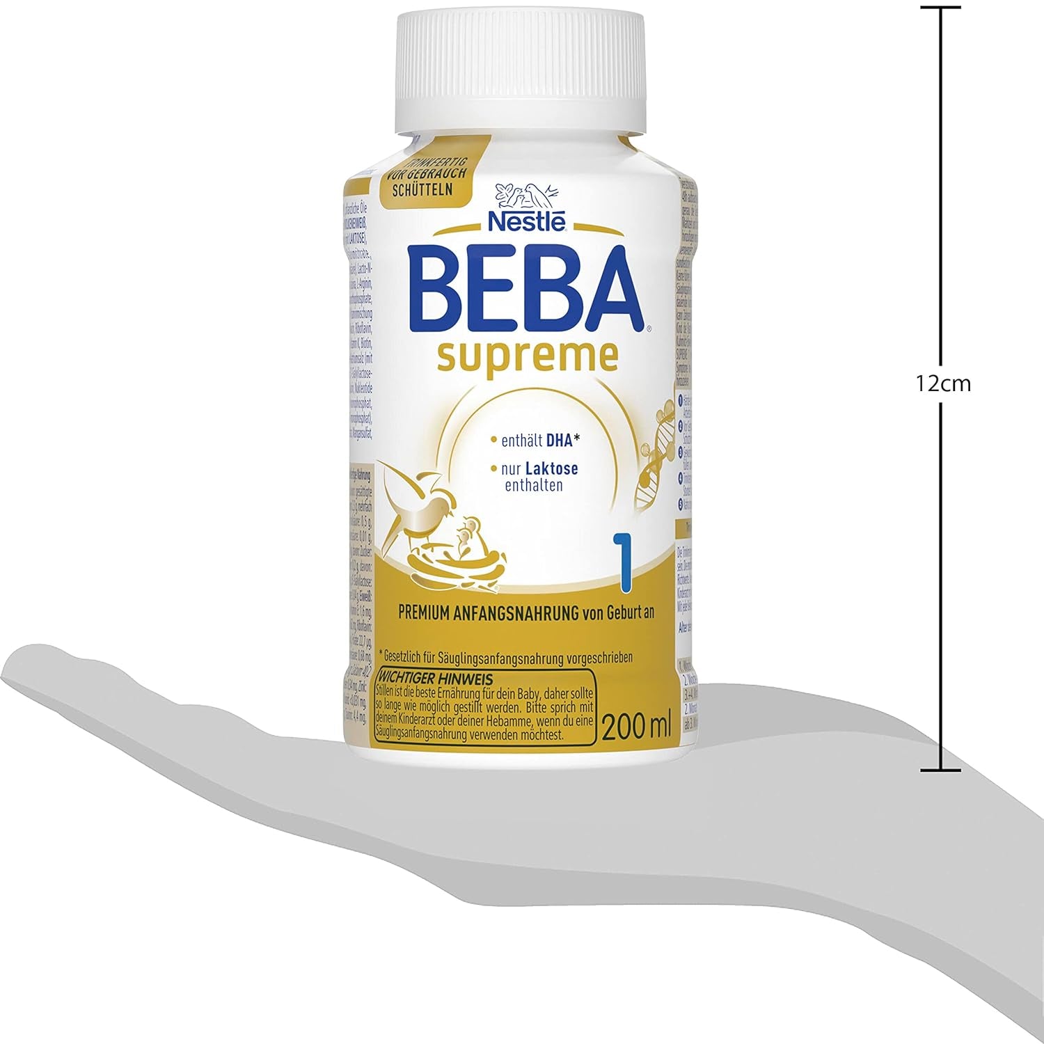 BEBA Nestlé BEBA SUPREME 1 Fórmula infantil: Biberones listos para beber con Omega 3, 1 paquete (1 x 200 ml)