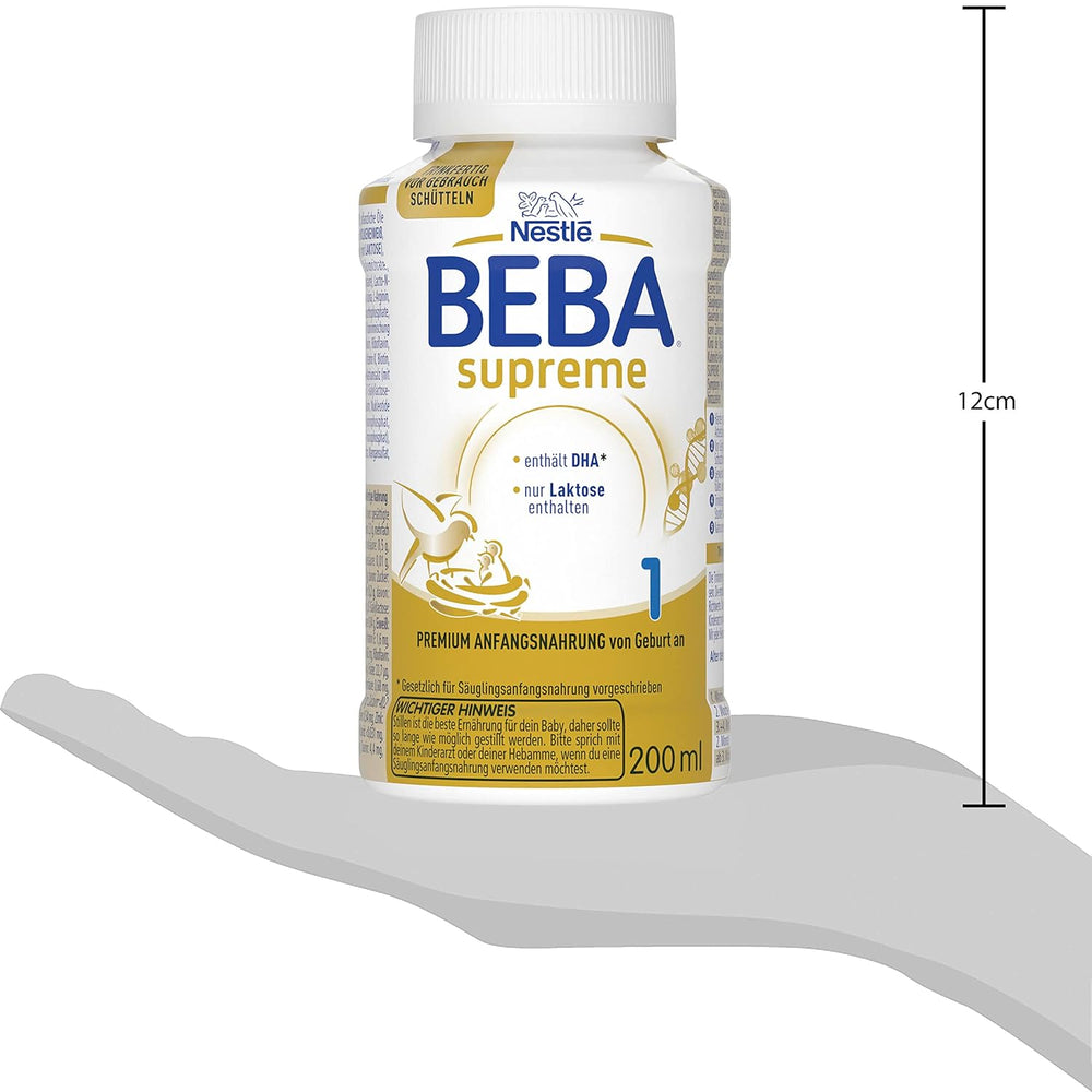 BEBA Nestlé BEBA SUPREME 1 Fórmula infantil: Biberones listos para beber con Omega 3, 1 paquete (1 x 200 ml)