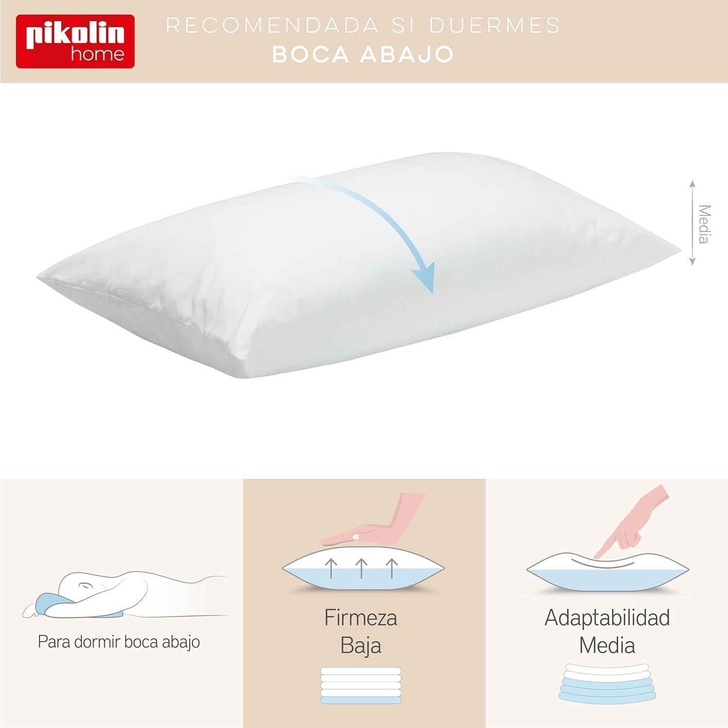 Pikolin Home Pachet de 2 perne din fibre hipoalergenice, acoperire exterioară din bumbac cu tratament anti-acarieni - fermitate redusă, fundul gurii de dormit, 60 cm, 60 X 40 cm Perne standard Naty Shop