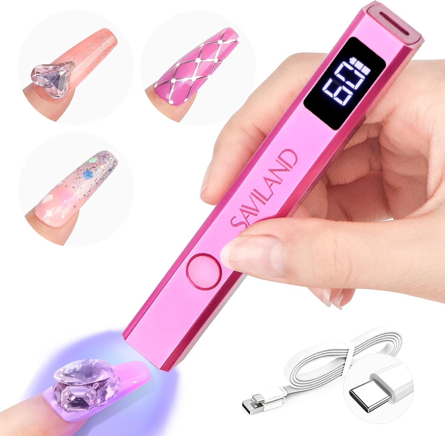 Saviland U V Lampe Für Gelnägel: Mini U V Lampe Für NägelSchützen Sie Die Haut Wiederaufladbar Klein LED Nagellack Trocknergerät Für Nagellack Aufbaugel Nail Tips Nagelkleber Geschenke Für Frauen