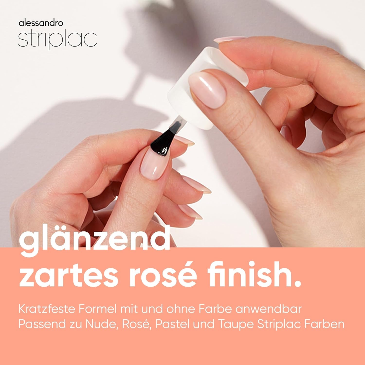 alessandro Striplac UV Top Coat Rosé - Uñas brillantes y resistentes a los arañazos hasta 15 días - Puede usarse con o sin color - Tecnología de eliminación suave - Vegano - Rosa, Transparente, 6,5 ml