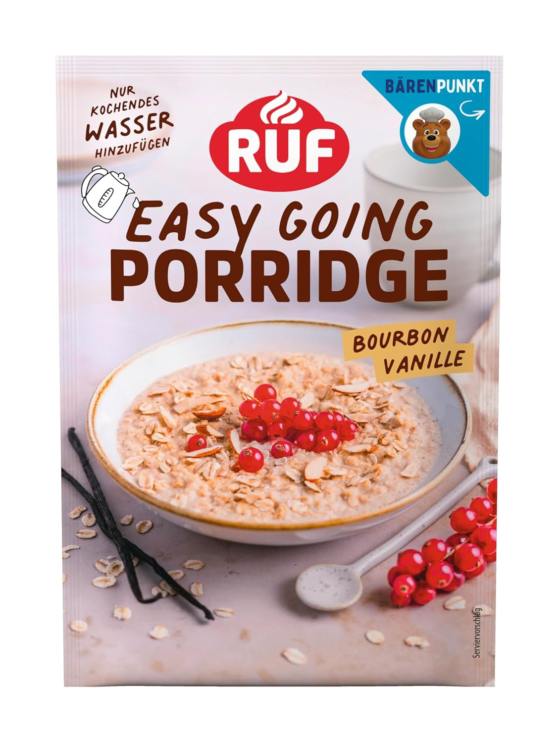 Avena instantánea RUF con fresas y vainilla, una comida de verano con avena lista en 3 minutos, 1 sobre x 65g