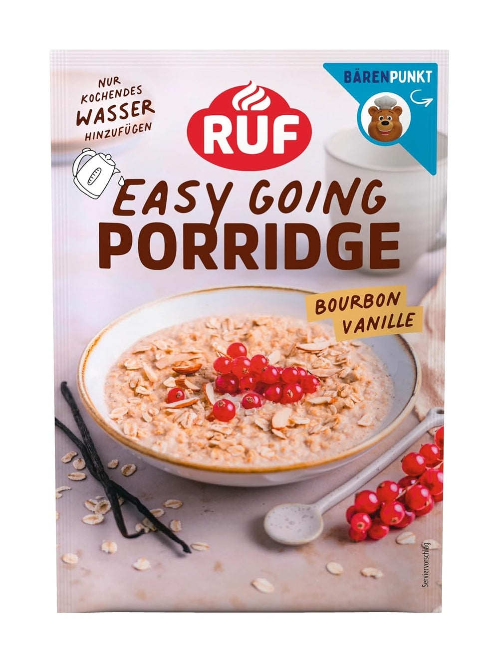 Avena instantánea RUF con fresas y vainilla, una comida de verano con avena lista en 3 minutos, 1 sobre x 65g