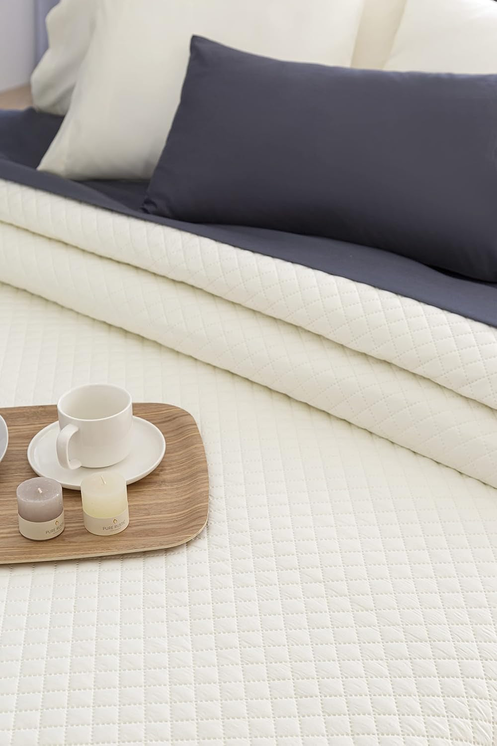 Cuvertură de pat Todocama Fine Boutique cu model Diamond, pentru primăvară, vară, toamnă și iarnă, 100% microfibră extra moale, cuvertură de pat multifuncțională, 105-200 X 260 cm, bej Paturi si Cuverturi Besuche den Todocama-Store