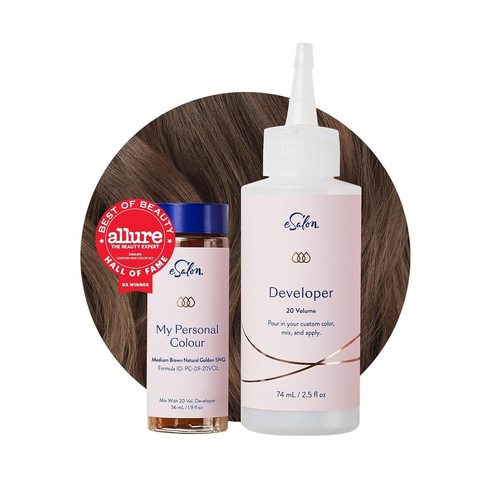 Set colorant permanent pentru păr, 100% acoperire gri, colorare la domiciliu, 0% amoniac vopsele de păr, vopsele de păr multidimensionale, vopsele de păr profesionale Vopsea pentru par Naty Shop Brun mediu aur natural 5Ng