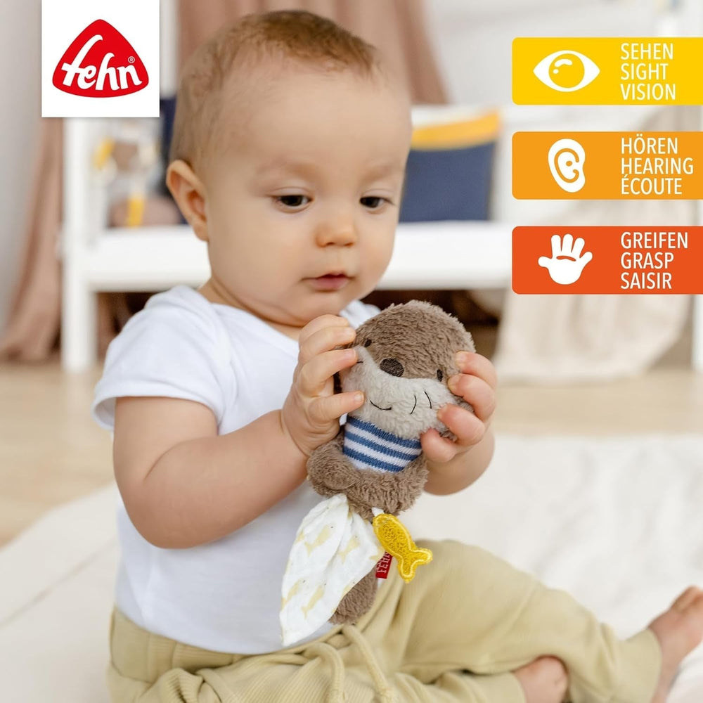 Fehn stick de prindere jucărie otter - jucărie de prindere jucărie de prindere pentru zăngănit, scârțâit, simțire și joc - un companion loial pentru bebeluși și copii mici de la 0+ luni Jucarii Bebe Naty Shop