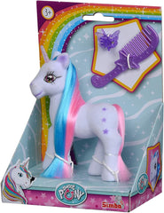 Simba 104342482 - Unicornio Con Pelo De Colores, 14Cm, Flocado, Con Peine Y Pasadores, A Partir De 3 Años Muñecas Naty Shop