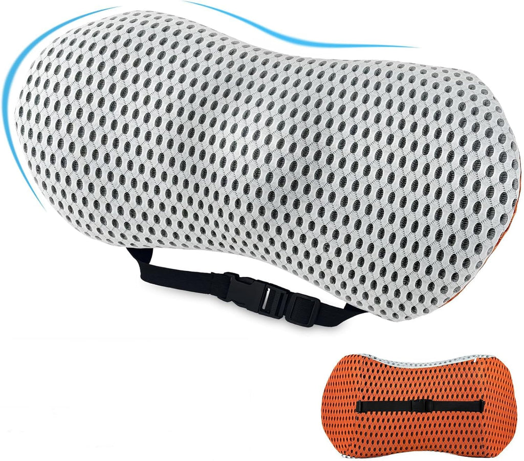 Aipwerer pernă lombară pentru spate, pernă de susținere lombară pentru scaun de birou și scaun auto, pernă de susținere pentru spate din spumă de memorie cu curea reglabilă, pernă lombară ergonomică pentru scaune auto, scaun de birou Perne lombare Naty Shop Portocaliu/gri deschis