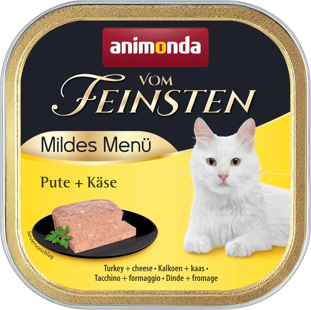 animonda vom Feinsten Mild Menu Mild Variety (32 x 100g), hrană umedă pentru pisici fără cereale, fără zahăr, hrană ușor digerabilă cu carne de curcan