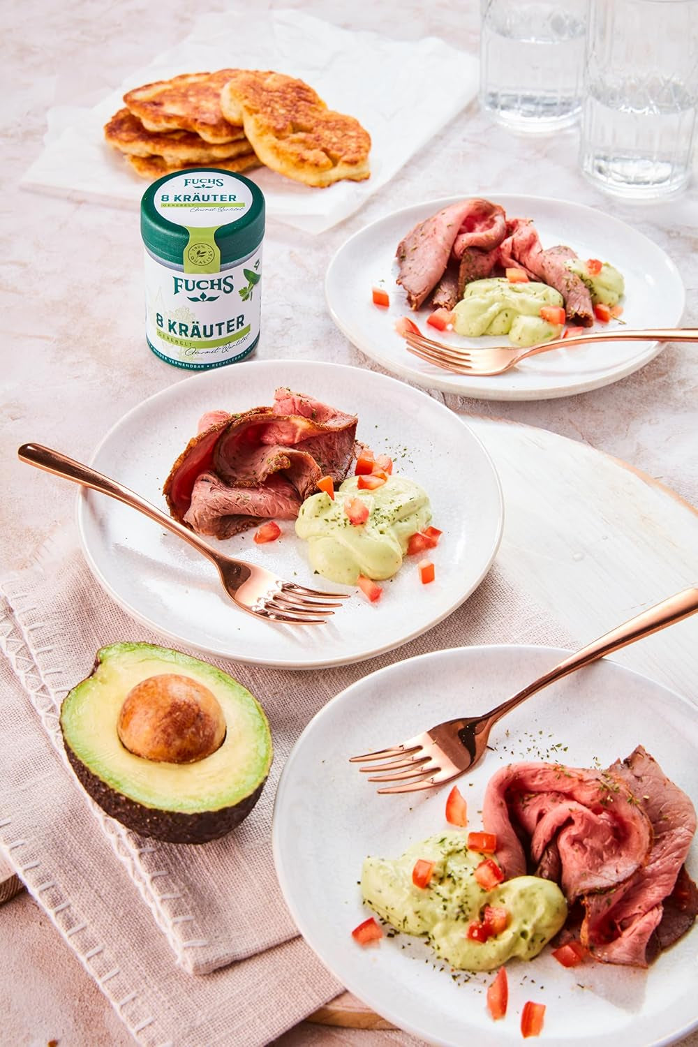 Fuchs Gewürze - 8 Kräuter gerebelt - Kräutermischung für Marinaden, Fischgerichte oder Kräuter-Frischkäse - ingredientes naturales - 25 g en wiederverwendbarer, recyclebarer Dosis