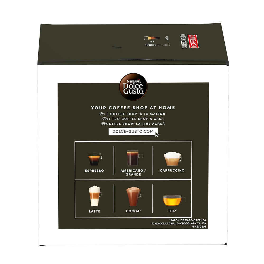 Nescafé Dolce Gusto Cafe Dolce Gusto Espresso Intenso Desc. | Nestle Pack 3 Kisten Mit 18 Kapseln,Die Jeweils 16 Einheit(3er Pack)