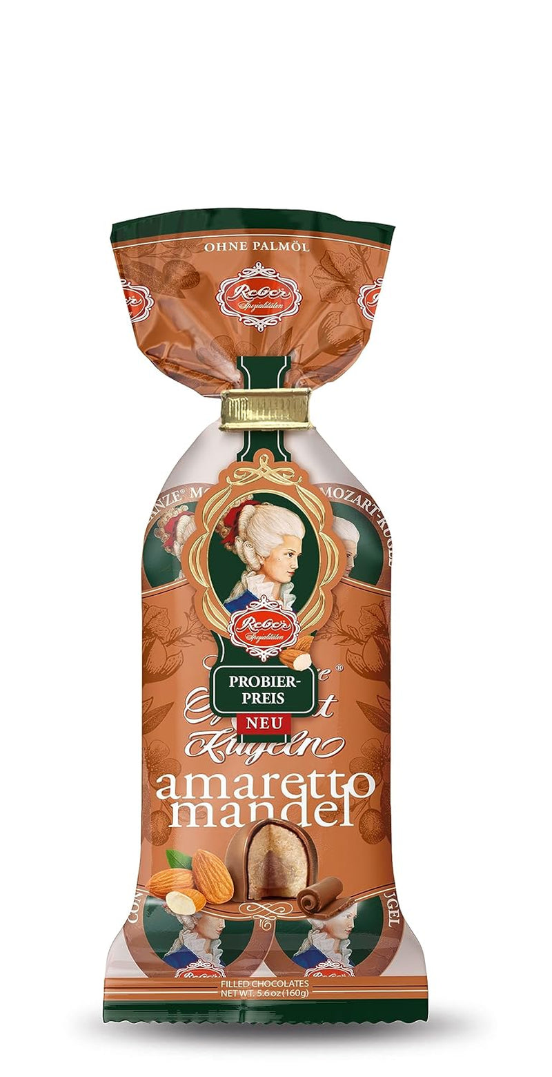 Reber Bolitas Mozart con chocolate negro, pack de 6 con mazapán y turrón, vegano - 1 x 120 g