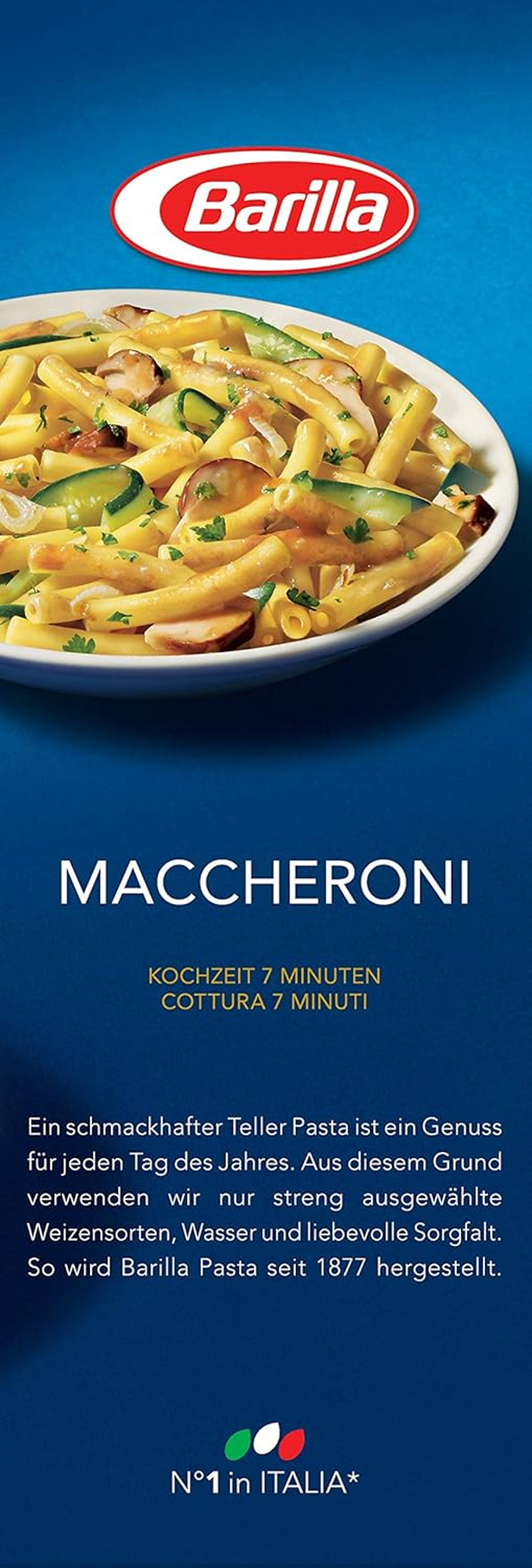 Pasta de trigo duro Barilla Maccheroni n. 44 – Paquete de 1 (1x1kg)
