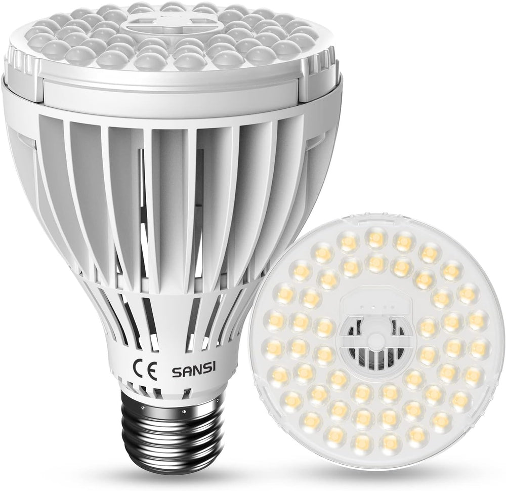 SANSI Lámpara LED de espectro completo para plantas de interior, 30 W, equivalente a 250 W, alto PPFD E27, luz de crecimiento 4000 K, 660 nm, ángulo de haz de 60°, lámpara de cultivo para plántulas, verduras, flores, hidroponía