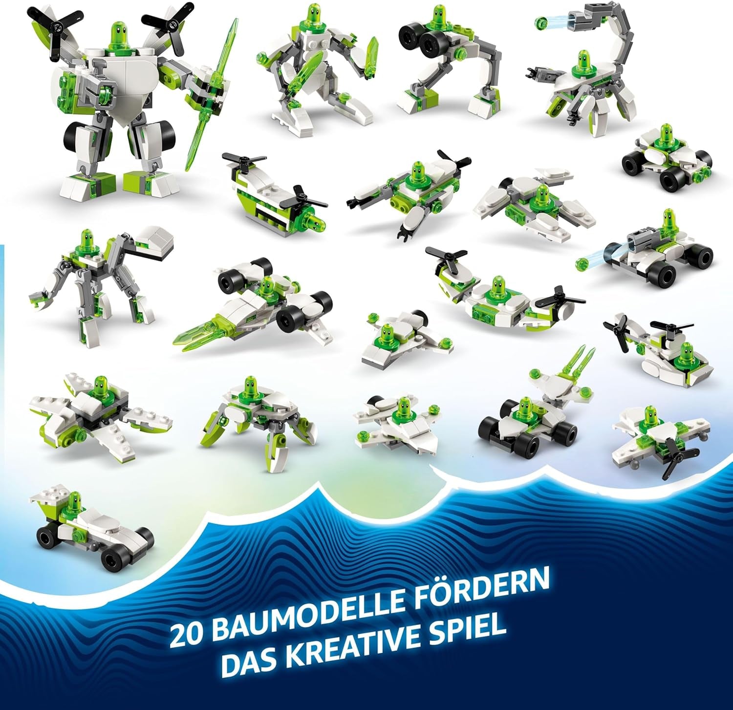 LEGO Dreamzzz Z-Blob's Robot and Vehicle Adventure, 20-in-1 Toy Mech, pentru fete și băieți, copii cu vârsta de peste 7 ani, Playset Fantasy cu Mateo Minifigure, 20 versiuni de Z-Blob 71487 Seturi de constructie Besuche den LEGO-Store