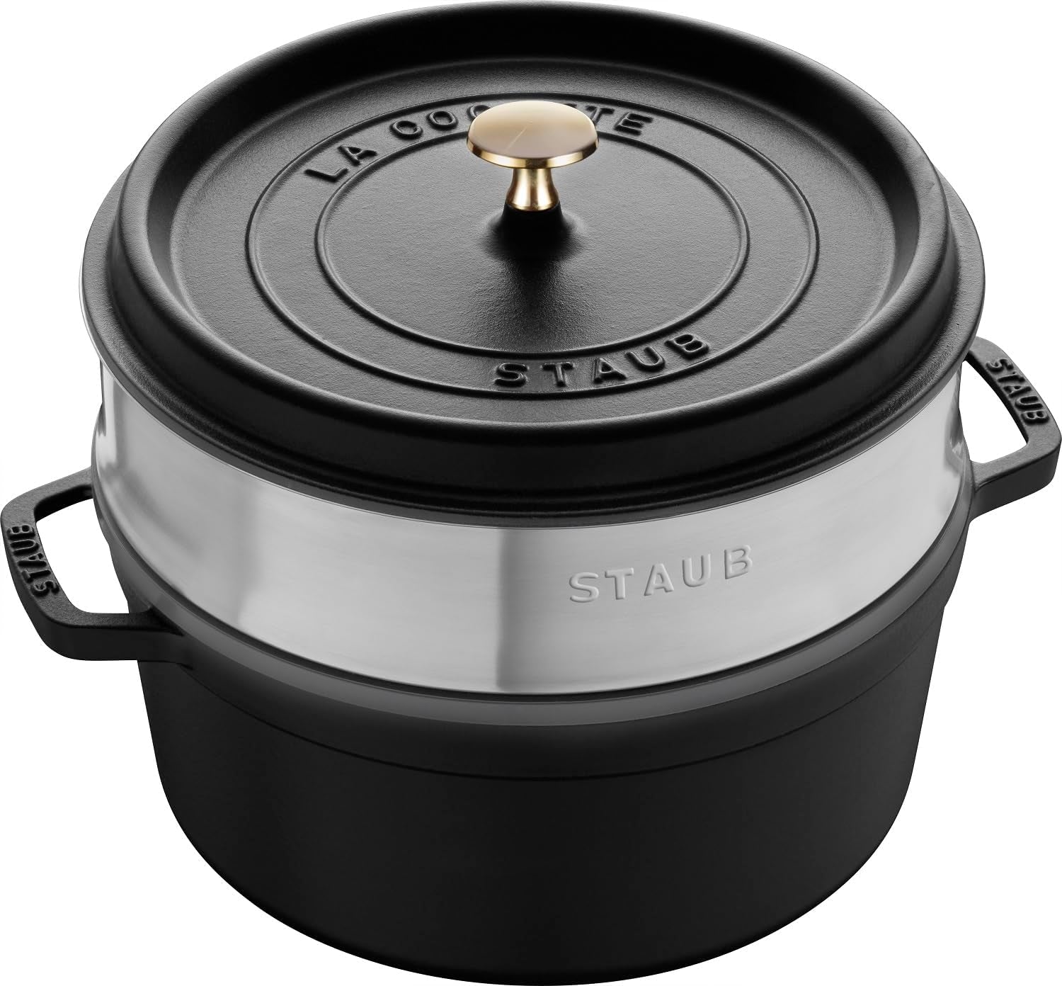 STAUB Gusseisen Bräter/Cocotte, Mit Dämpfeinsatz Aus Edelstahl, Rund 26 Cm, 5,2 L, Aromaregen Funktion Für Optimale Befeuchtung, Für Alle Herdarten Inkl. Induktion & Backofen, Kirschrot, Rot Moldes y bandejas de horno Naty Shop Schwarz
