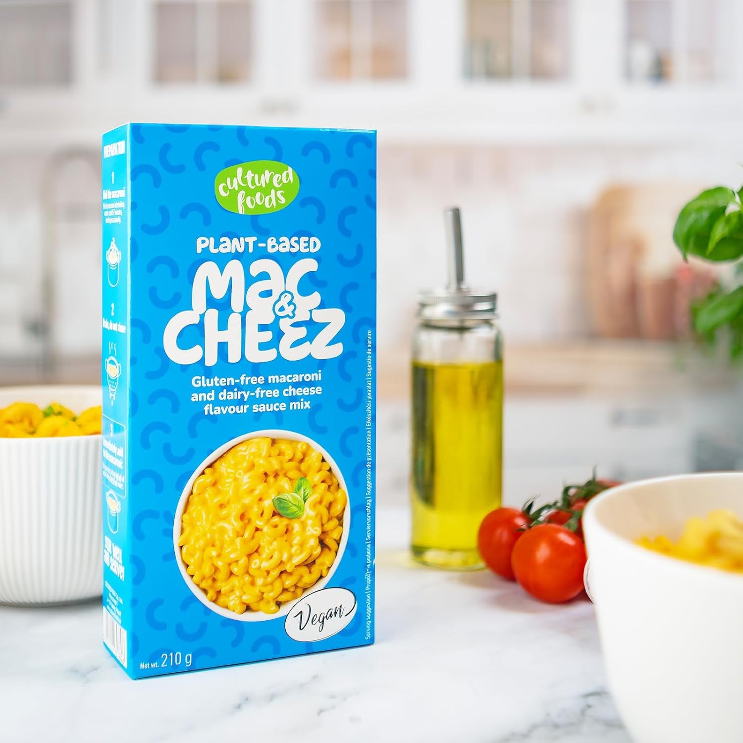 Cultured Foods Vegan Set de 3 macarrones con queso veganos, salsa gouda, salsa cheddar, macarrones sin gluten sin lactose y queso CHEATCHEEZ