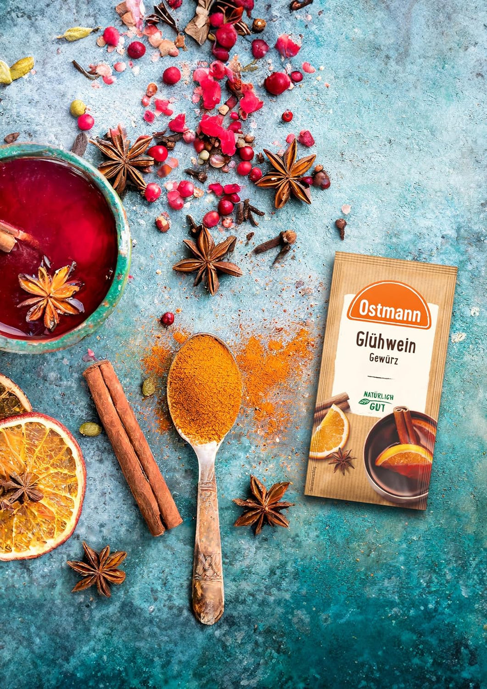 Ostmann Gewürze – Glühwein-Gewürz, Gewürzmischung für Glühwein, Punsch, Feuerzangenbowle & Kinderpunsch, ideal para el invierno y la Navidad, vegano, 12 g (1er paquete)
